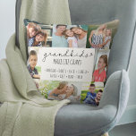 Grootkinderen maken het leven groot 8 Foto geperso Kussen<br><div class="desc">Voeg alle kleinkinderen namen toe aan deze aangepaste foto-kussen. "Grootkinderen maken het leven groots" wordt geletterd in casual handgeschreven en magere lettertypografie. Het fotomalplaatje is klaar voor u om de namen van kleinkinderen en 8 van uw favoriete foto's toe te voegen, die in vierkant/instagram en portretformaten worden getoond. Dit ontwerp...</div>