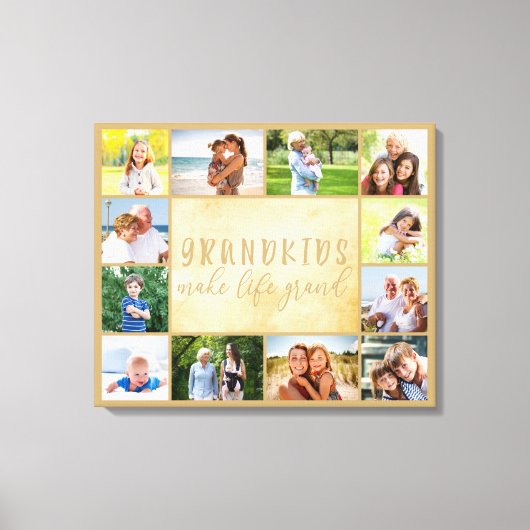 Grootkinderen maken het leven groot neutraal beige canvas afdruk (Voorkant)