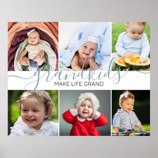 Grootkinderen maken het leven groots | 6 Foto-coll Poster (Voorkant)