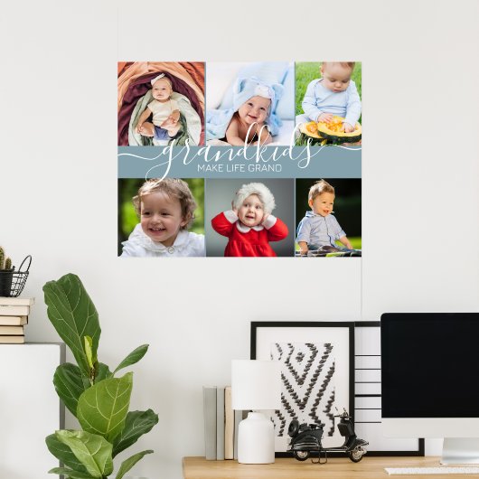Grootkinderen maken het leven groots | 6 Foto-coll Poster (Thuiskantoor)