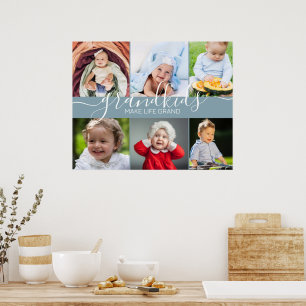 Grootkinderen maken het leven groots   6 Foto-coll Poster