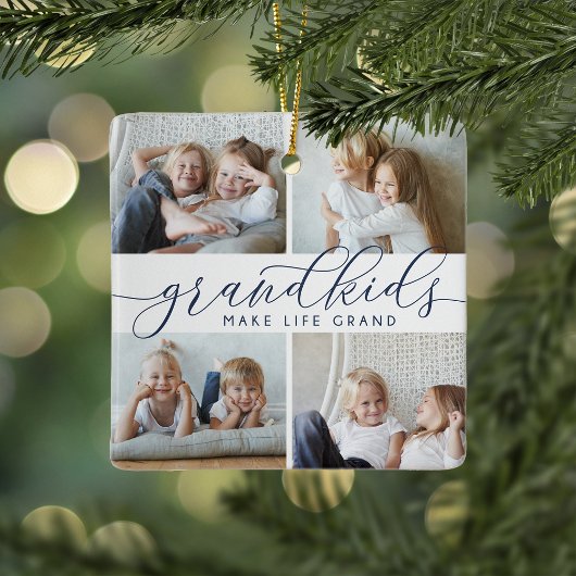 Grootkinderen maken het leven groots | 8 Mini-foto Keramisch Ornament