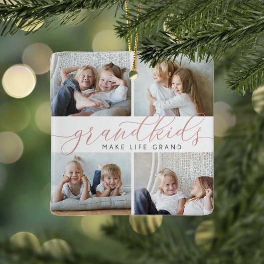 Grootkinderen maken het leven groots | 8 Mini-foto Keramisch Ornament