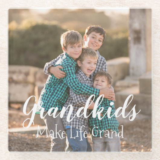 Grootkinderen maken het leven groots glazen onderzetter (Voorkant)