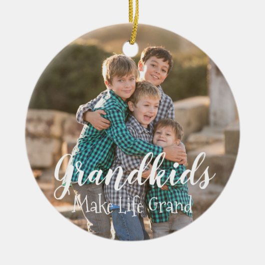 Grootkinderen maken het leven groots keramisch ornament (Voorkant)