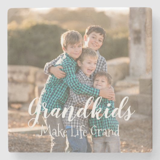 Grootkinderen maken het leven groots stenen onderzetter (Voorkant)