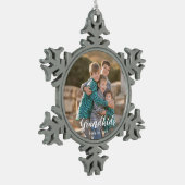 Grootkinderen maken het leven groots tin sneeuwvlok ornament (Links)