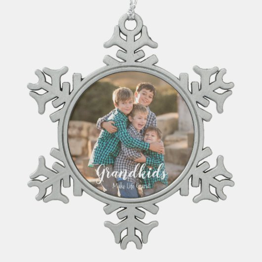 Grootkinderen maken het leven groots tin sneeuwvlok ornament (Voorkant)