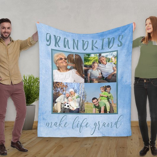Grootkinderen maken het leven van Grand Blue Photo Fleece Deken