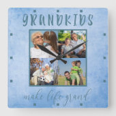 Grootkinderen maken leven Grand 4 Foto Blue Waterv Vierkante Klok (Voorkant)