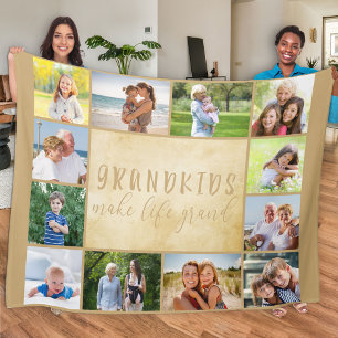 Grootkinderen maken Life Grand 12 Foto collage Neu Fleece Deken