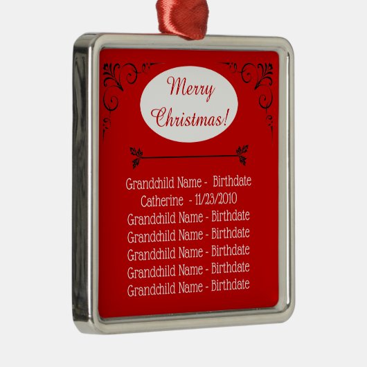 Grootkinderen Names Kerstmis voor grootouders Metalen Ornament (Rechts)