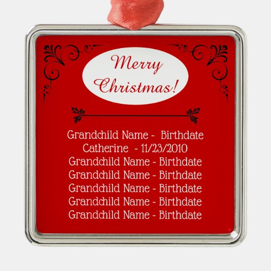 Grootkinderen Names Kerstmis voor grootouders Metalen Ornament (Voorkant)