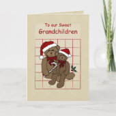 Grootkinderen Teddy Bears Prettige feestdagen Kaart (Voorkant)