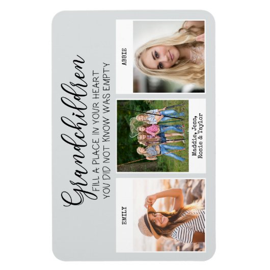 Grootkinderen vullen een plek in je hart 3 Foto Magneet (Verticaal)