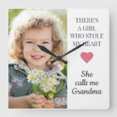 Grootkindfotomeisje dat mijn hart blokkeert vierkante klok (Voorkant)