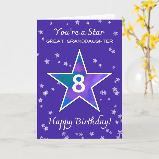 Grootkleindochter 8e Verjaardag Shining Star Kaart (Gele Bloem)