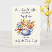 Grootkleindochter Eerste Moederdag Beker van Liefd Kaart (Gele Bloem)