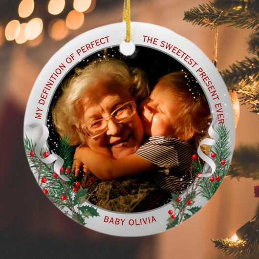 Grootma 1 kerst Classic Silver Plant Lijst Keramisch Ornament