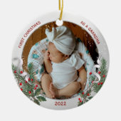 Grootma 1 kerst Classic Silver Plant Lijst Keramisch Ornament (Voorkant)