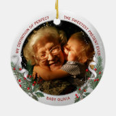 Grootma 1 kerst Classic Silver Plant Lijst Keramisch Ornament (Achterkant)