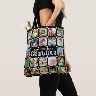 Grootma 22 Foto Collage Editable Gezegde Black Tote Bag