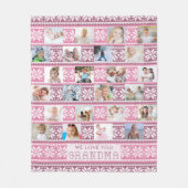 Grootma 24 Foto Cute Snowflake Sweater Pink Fleece Deken (Voorkant)