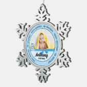 Grootma Baby Blue Monogram A Tin Sneeuwvlok Ornament (Rechts)