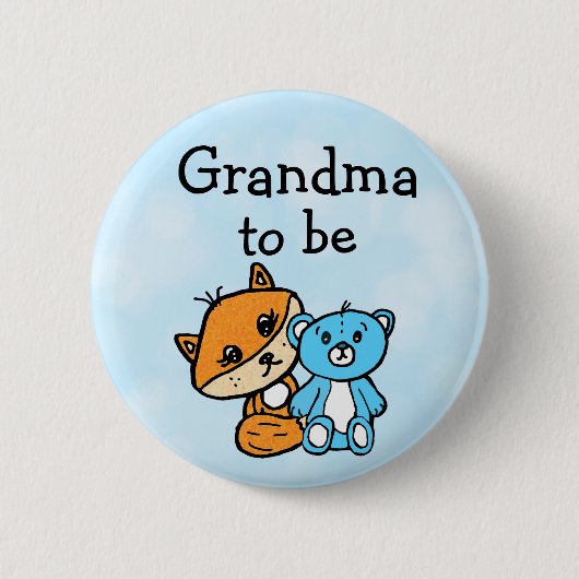 Grootma be Little Fox en Teddy Bear Baby shower Ronde Button 5,7 Cm (Voorkant)