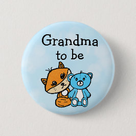 Grootma be Little Fox en Teddy Bear Baby shower Ronde Button 5,7 Cm