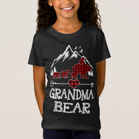 Grootma Beer Kerstmis Pajama Red Pset Buffalo Fa T-shirt (Voorkant)