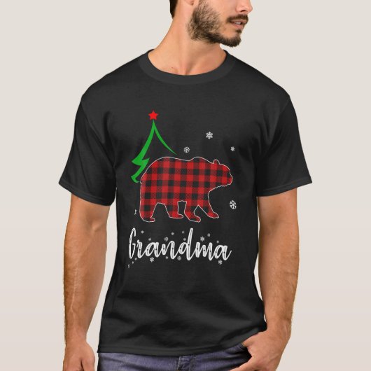 Grootma Beer Kerstmis Pajama Red Pset Buffalo Fa T-shirt (Voorkant)