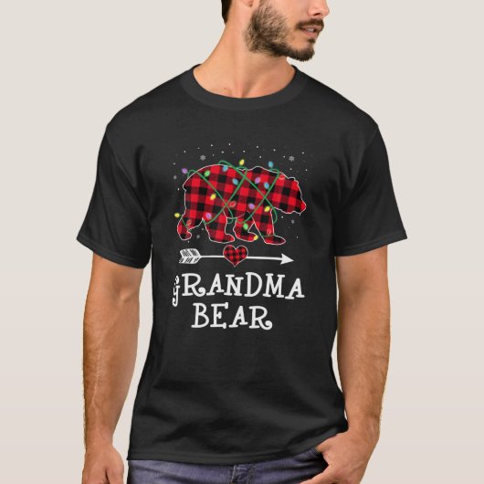 Grootma Beer Kerstmis Pajama Red Pset Buffalo Fa T-shirt (Voorkant)