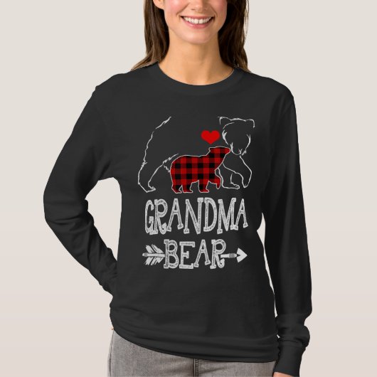 Grootma Beer Kerstmis Pajama Red Pset Buffalo Fa T-shirt (Voorkant)