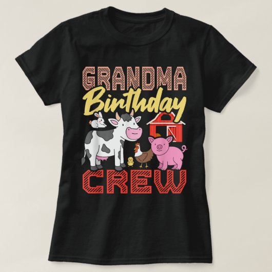 Grootma Birthday Crevem Farm Animals Birthday Part T-shirt (Design voorkant)