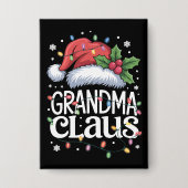 Grootma Claus kerstlampjes Pajama Family Match Button (Voorkant)