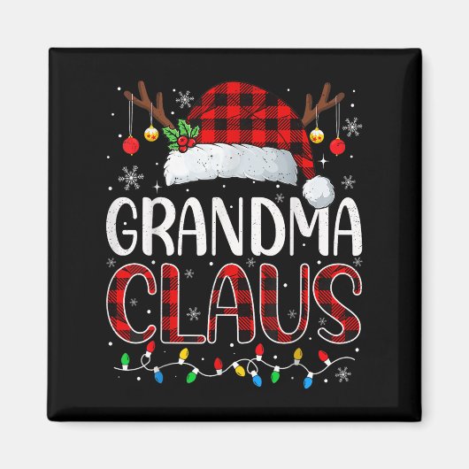 Grootma Claus kerstlampjes Pajama Family Match Magneet (Voorkant)
