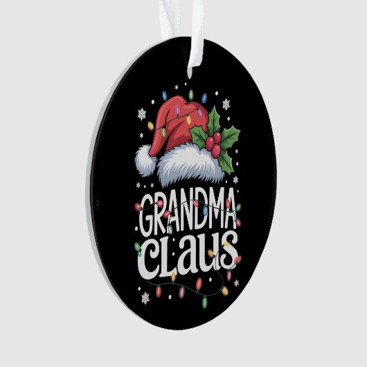 Grootma Claus kerstlampjes Pajama Family Match Ornament (voorkant)
