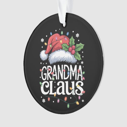 Grootma Claus kerstlampjes Pajama Family Match Ornament (voorkant)