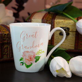 Grootma Coral Pink Waterverf Roos Latte Mok