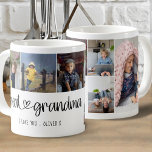 Grootma Cute Lettering Ik hou van je 6 Foto Koffiemok<br><div class="desc">Een cadeau voor je grootmoeder. Deze foto-mok is geletterd met "grote oma" in whimsical-typografie, gekoppeld aan een liefdeshart en je kunt je personaliseren met jouw naam en boodschap, zoals ik van je hou. Het fotomalplaatje is opstelling voor u om 6 van uw favoriete foto's toe te voegen die in vierkant...</div>