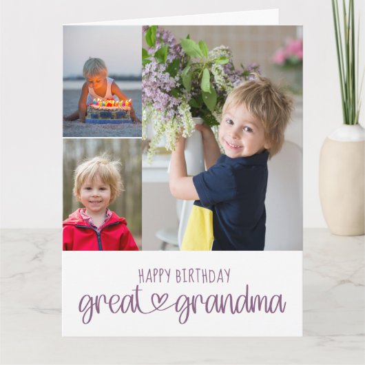 Grootma Cute Typografie 3 Fotodag Kaart (Voorkant)