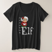 Grootma Elf Holiday Black Witte tekst Grote Maat T-shirt (Design voorkant)