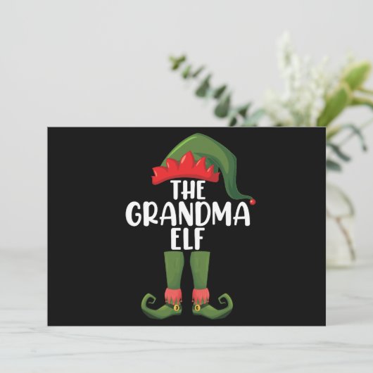 Grootma Elf Matching Family Group kerstparty Kaart (Staand voorkant)