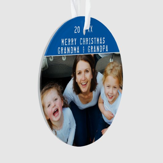 Grootma en opa kerstfoto ornament (voorkant)