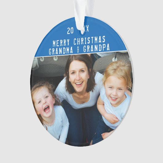 Grootma en opa kerstfoto ornament (voorkant)