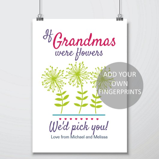 Grootma Fingerprint DIY Activity Sjabloon Poster
