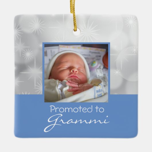 Grootma First Kerstfoto Ornament - Baby Boy (Voorkant)