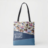 Grootma Foto Collage Blue Geometric Triangles Tote Bag (Voorkant)