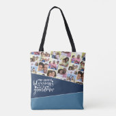 Grootma Foto Collage Blue Geometric Triangles Tote Bag (Achterkant)